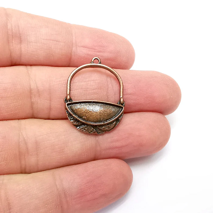 2 Copper Dangle Charms, Boho Charms, Rustic Charms, Earring Charms, Copper Pendant, Necklace Parts, Antique Copper Plated 28x21mm G35913