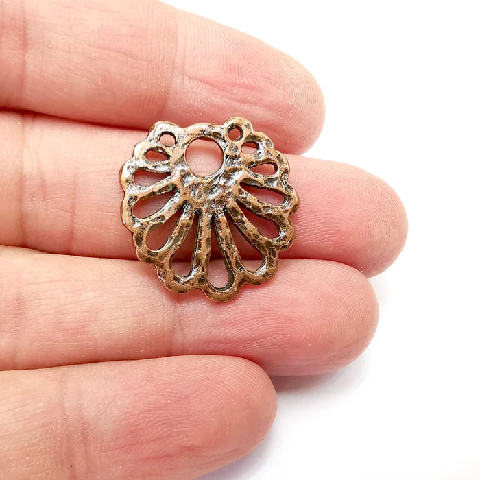 2 Hammered Dangle Charms, Boho Charms, Dangle Charm, DIY Charms, Earring Charm, Copper Necklace Parts, Antique Copper Plated 25x24mm G35914
