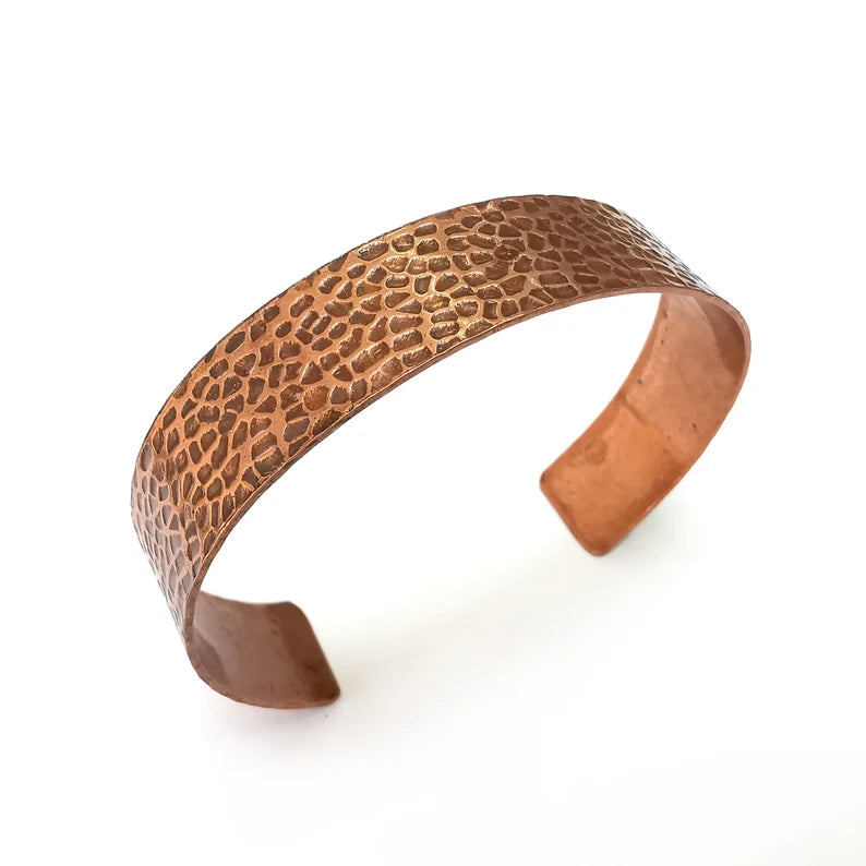 Hammered Bracelet, Cuff Blank Base, Antique Copper Plated Brass Adjustable Bracelet (15mm) G36067