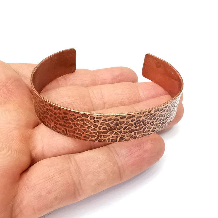 Hammered Bracelet, Cuff Blank Base, Antique Copper Plated Brass Adjustable Bracelet (15mm) G36067