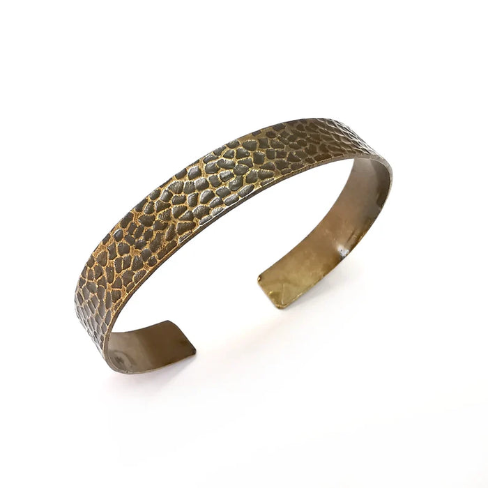 Hammered Bracelet Cuff Blank Base Antique Bronze Plated Brass Adjustable Bracelet (10mm) G36061