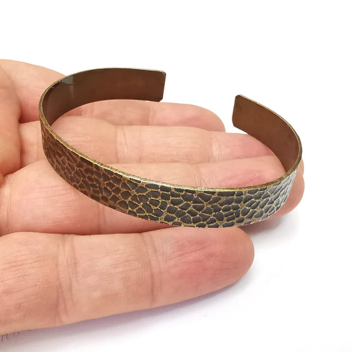 Hammered Bracelet Cuff Blank Base Antique Bronze Plated Brass Adjustable Bracelet (10mm) G36061