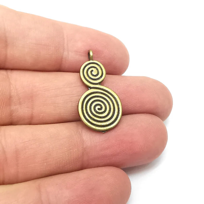 2 Swirl Charms, Boho Charms, Dangle Charm, DIY Charms, Earring Charm, Necklace Parts, Antique Bronze Plated 28x14mm G36076