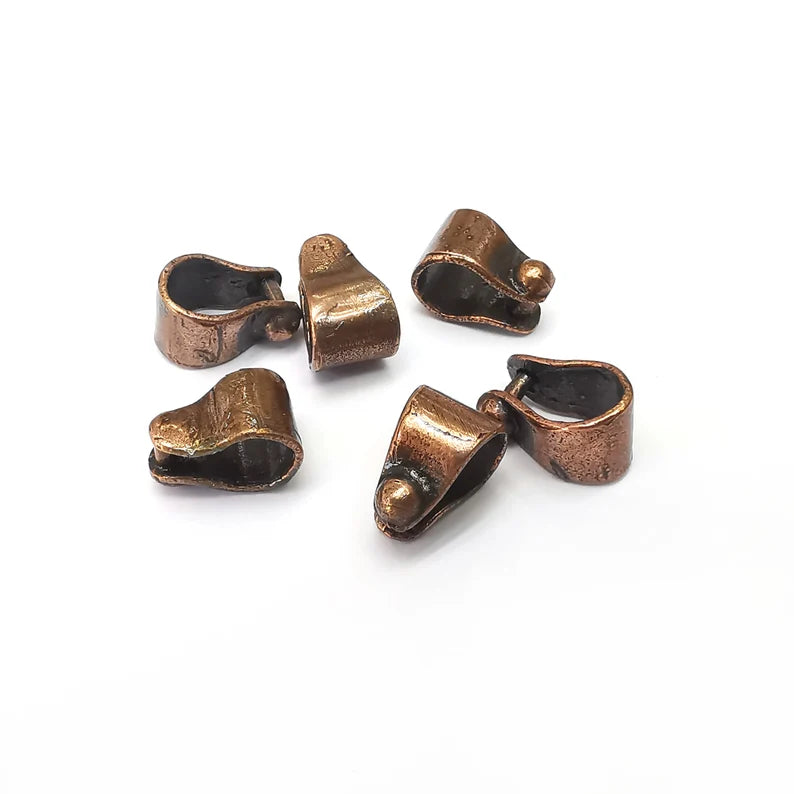 2 Riveted Shape Bails, Connector Beads, Hoop Connector, Findings, Antique Copper Plated Brass (13mm) G36078