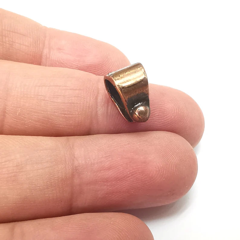2 Riveted Shape Bails, Connector Beads, Hoop Connector, Findings, Antique Copper Plated Brass (13mm) G36078