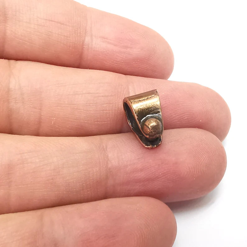 2 Riveted Shape Bails, Connector Beads, Hoop Connector, Findings, Antique Copper Plated Brass (13mm) G36078