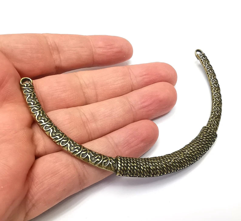 Bronze Connector, Necklace Parts, Collar Jewelry Parts, Pendant Component, Antique Bronze Finding, Antique Bronze Plated (110mm) G35932