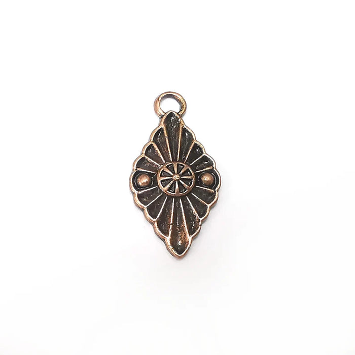 2 Copper Marquise Charms, Boho Charms, Rustic Charms, Earring Charms, Copper Pendant, Necklace Parts, Antique Copper Plated 34x17mm G35934