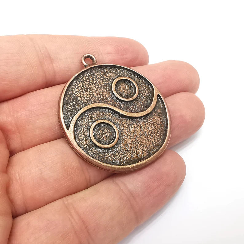 Copper Round Pendant Blank, Charms Base, Cabochon Bezel, inlay Mounting, Resin Necklace, Antique Copper plated 7mm blank G35938