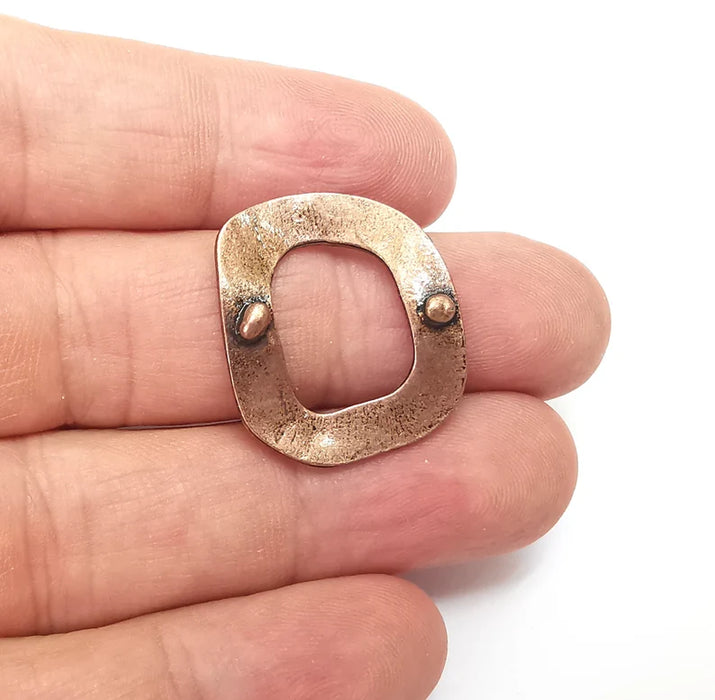 2 Frame Charms, Frame Connector , Geometric Charms Jewelry Parts, Bracelet Component, Antique Copper Plated Metal Finding (26x22mm) G35939