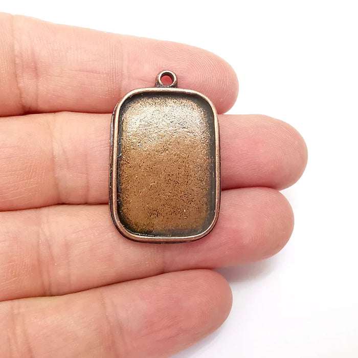 Rectangle Blank, Resin Kit, Charm Frame, Pendant Bezel, Earring Base, Cabochon inlay Mountings, Antique Copper Plated 30x20mm G35955