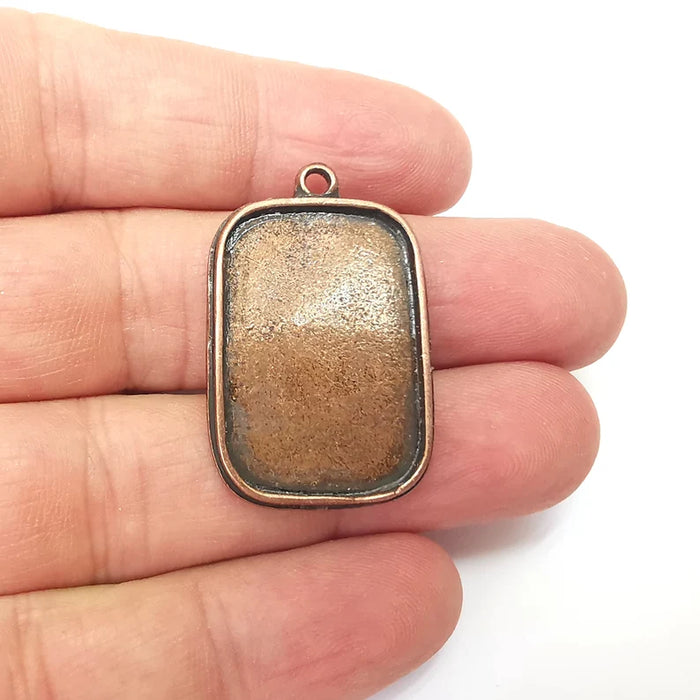 Rectangle Blank, Resin Kit, Charm Frame, Pendant Bezel, Earring Base, Cabochon inlay Mountings, Antique Copper Plated 30x20mm G35955