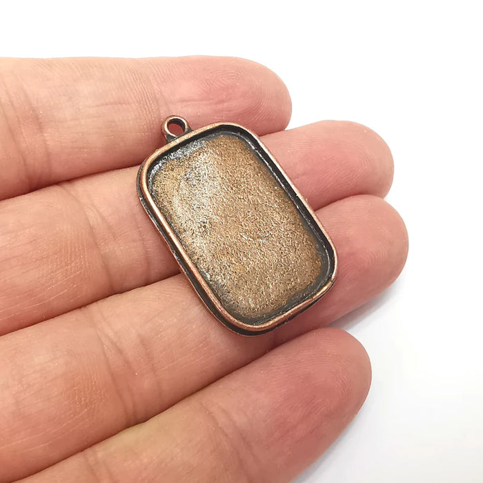 Rectangle Blank, Resin Kit, Charm Frame, Pendant Bezel, Earring Base, Cabochon inlay Mountings, Antique Copper Plated 30x20mm G35955