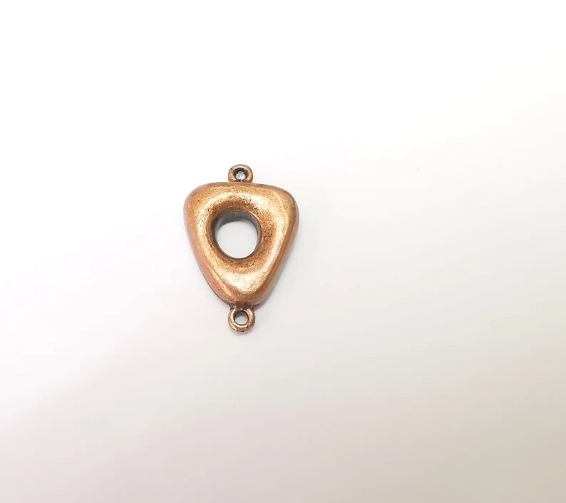Copper Triangle Connector, Jewelry Parts, Copper Bracelet Component, Antique Copper Finding, Antique Copper Plated Metal (31x20mm) G35959