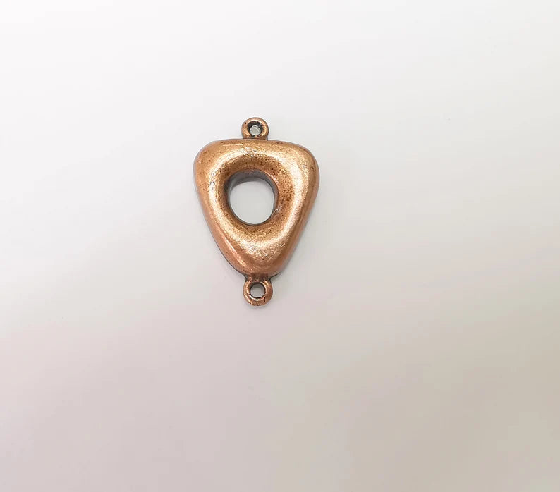 Copper Triangle Connector, Jewelry Parts, Copper Bracelet Component, Antique Copper Finding, Antique Copper Plated Metal (31x20mm) G35959