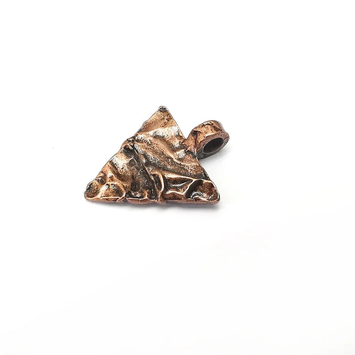 2 Triangle Dangle Charms, Boho Charms, Rustic Charms, Earring Charms, Copper Pendant, Necklace Parts, Antique Copper Plated 27x22mm G35977