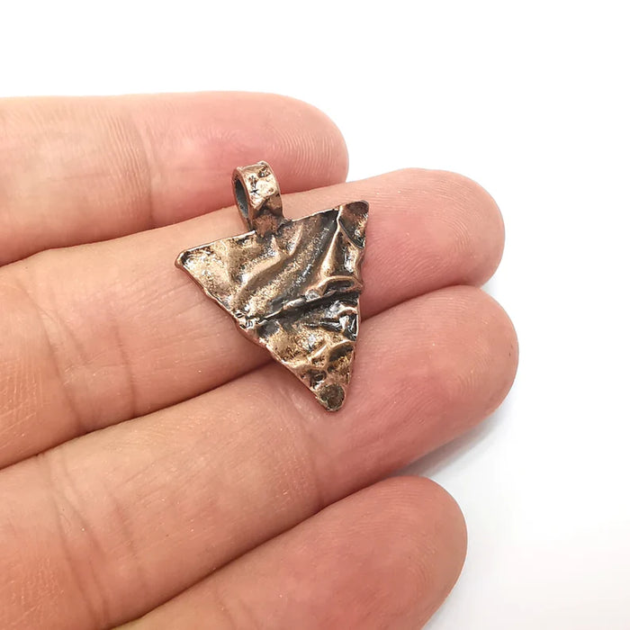 2 Triangle Dangle Charms, Boho Charms, Rustic Charms, Earring Charms, Copper Pendant, Necklace Parts, Antique Copper Plated 27x22mm G35977
