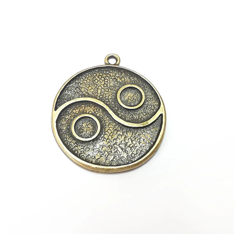Bronze Round Pendant Blank, Charms Base, Cabochon Bezel, inlay Mounting, Resin Necklace, Antique Bronze plated 7mm blank G35986