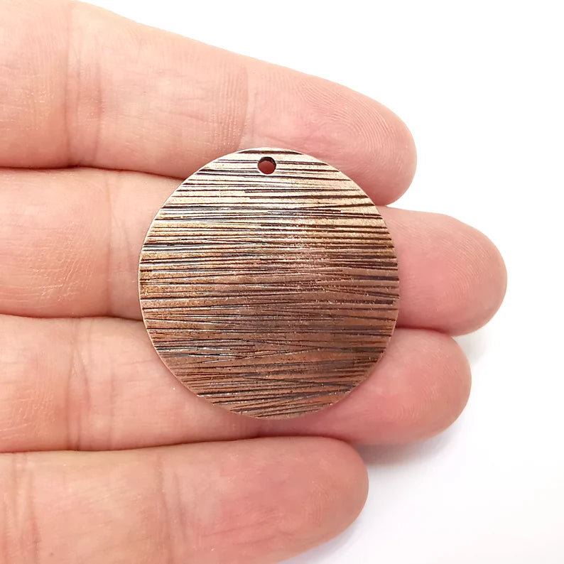 Copper Dome Disc Charms, Jewelry Parts, Copper Bracelet Component, Antique Copper Finding, Antique Copper Plated Metal (35mm) G35987