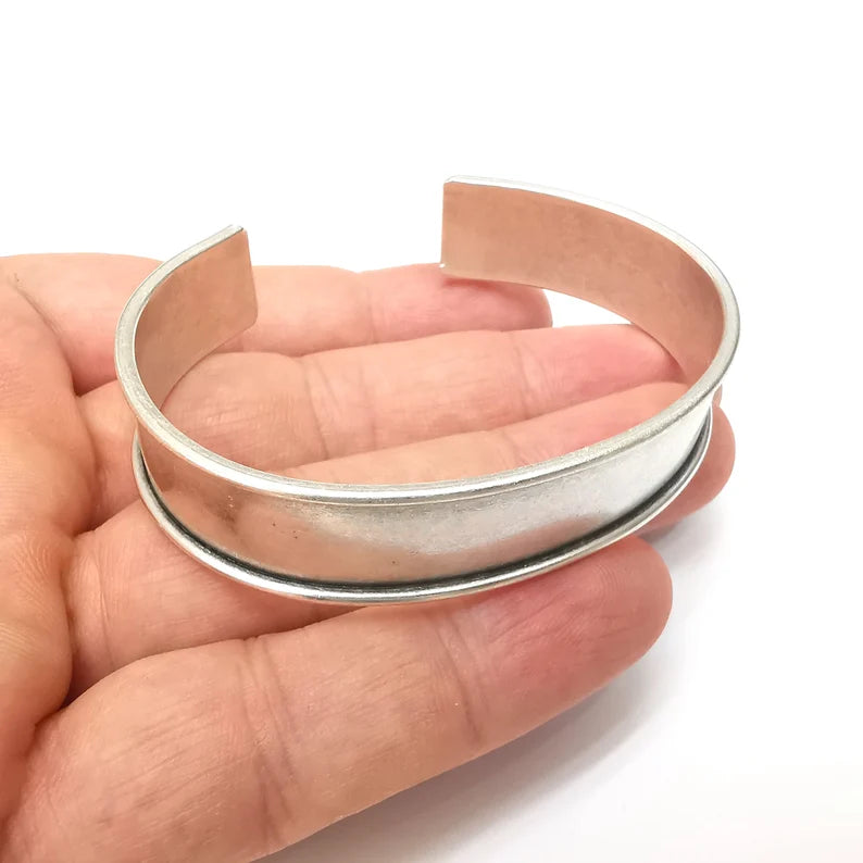 Bracelet Blanks, Cuff Blanks, Adjustable Bracelet Blank, Antique Silver Plated Brass ( 15mm ) G36089