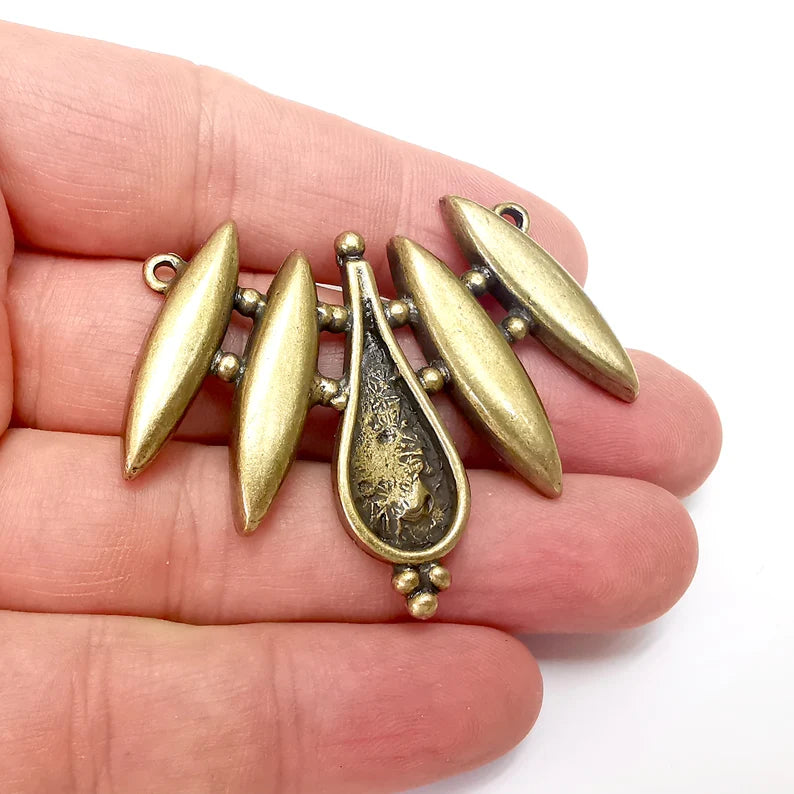 Bronze Drop Charms Blank, Connector Charms Base, Cabochon Bezel, inlay Mounting, Resin Necklace, Antique Bronze plated 25x10mm blank G35988