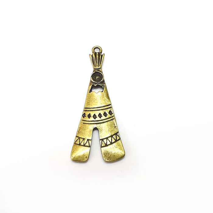 Tepee Tent Charms, Boho Charms, Dangle Charm, DIY Charms, Earring Charm, Necklace Parts, Antique Bronze Plated 51x21mm G36102