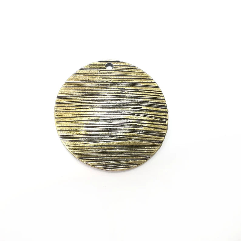 Bronze Dome Disc Charms, Jewelry Parts, Bronze Bracelet Component, Antique Bronze Finding, Antique Bronze Plated Metal (35mm) G35995