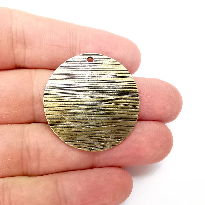 Bronze Dome Disc Charms, Jewelry Parts, Bronze Bracelet Component, Antique Bronze Finding, Antique Bronze Plated Metal (35mm) G35995