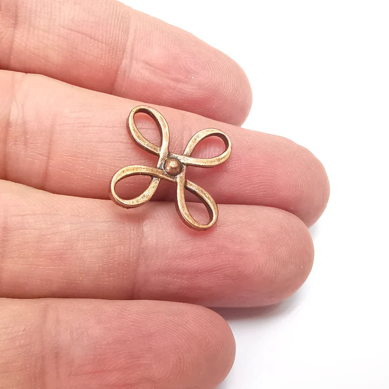 5 Copper Dangle Charms, Boho Charm, Rustic Charm, Earring Charm, Copper Pendant, Necklace Parts, Antique Copper Plated 18x18mm G35998