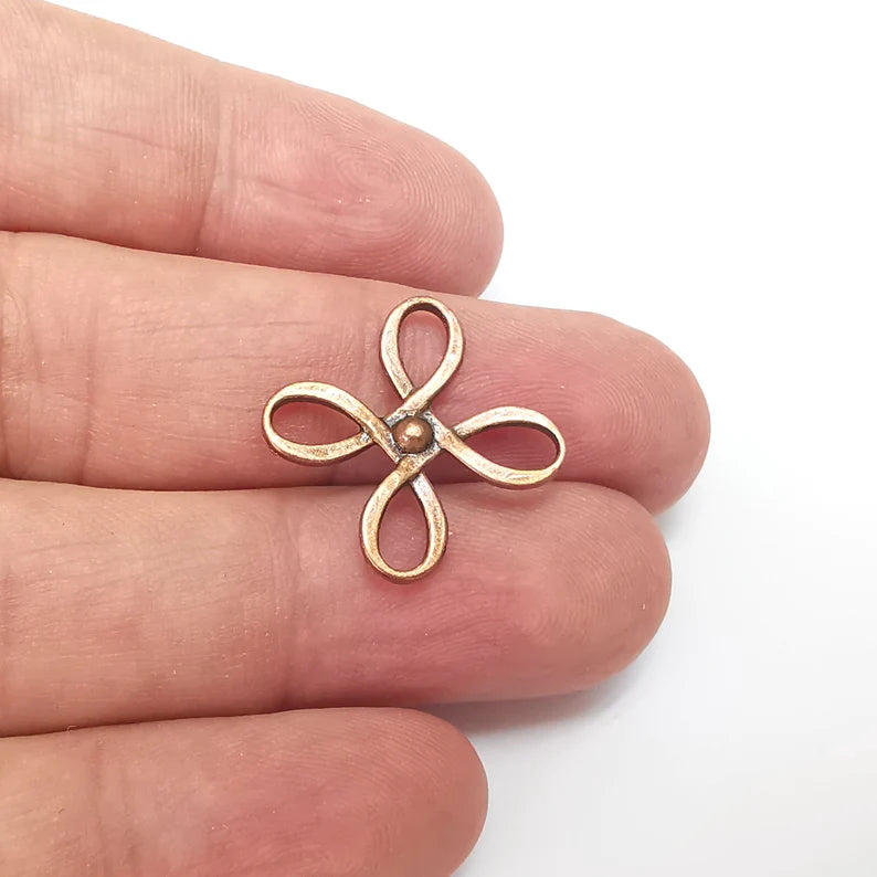 5 Copper Dangle Charms, Boho Charm, Rustic Charm, Earring Charm, Copper Pendant, Necklace Parts, Antique Copper Plated 18x18mm G35998