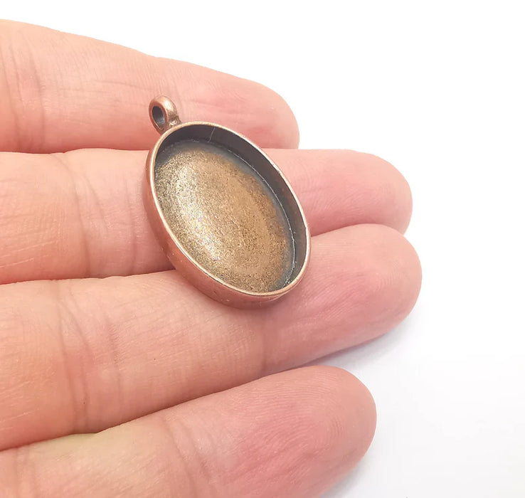 Oval Pendant Blanks, Resin Bezel Bases, Mosaic Mountings, Dry flower Frame, Polymer Clay base, Antique Copper Plated (25x18mm) G36003