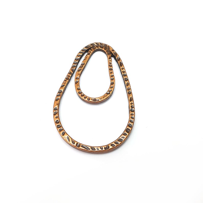 Hammered Drop Charms, Boho Charms, Dangle Charm, DIY Charms, Earring Charm, Teardrop Necklace Parts, Antique Copper Plated 54x33mm G36104
