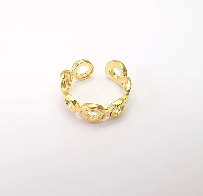 Gold Ring Base Blank Setting Cabochon Base inlay Ring Backs Mounting Adjustable Ring Base Bezel (20mm blank ) Gold Plated Metal G34198