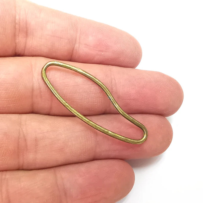 5 Oval Frame Connector Charms, Jewelry Parts, Bracelet Component, Antique Bronze Plated Metal Finding (42x14mm) G36017
