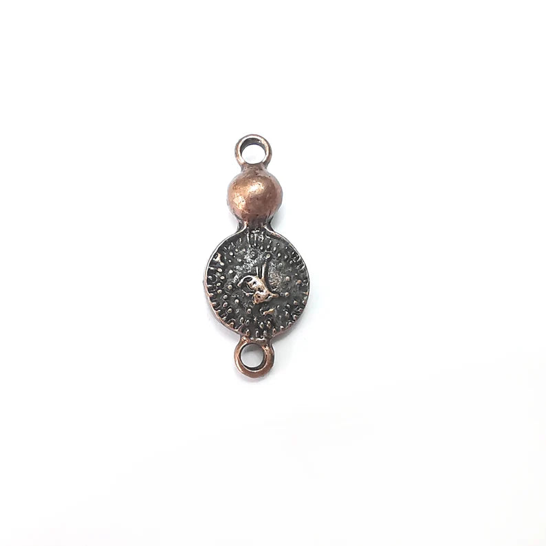 2 Copper Charms Connector, Jewelry Parts, Copper Bracelet Component, Copper Earring Finding, Antique Copper Plated Metal (28x13mm) G36023