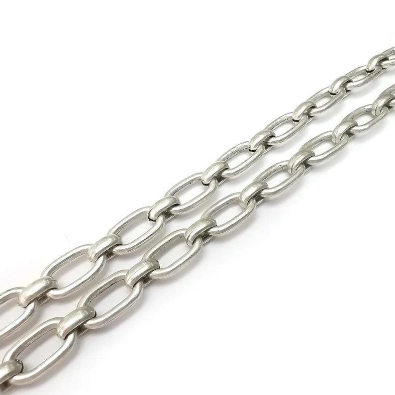 Antique Silver Oval Cable Chain (21x13mm) Antique Silver Plated Chain G36026