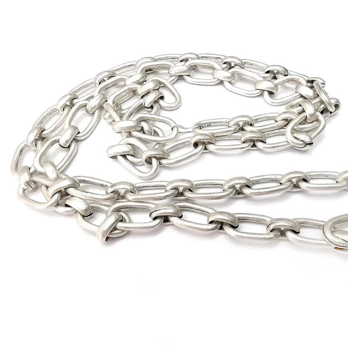 Antique Silver Oval Cable Chain (21x13mm) Antique Silver Plated Chain G36026