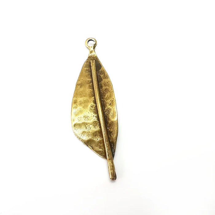 Leaf Charms, Nature Charms, Dangle Charm, DIY Charms, Necklace Parts, Antique Bronze Plated 60x18mm G36122