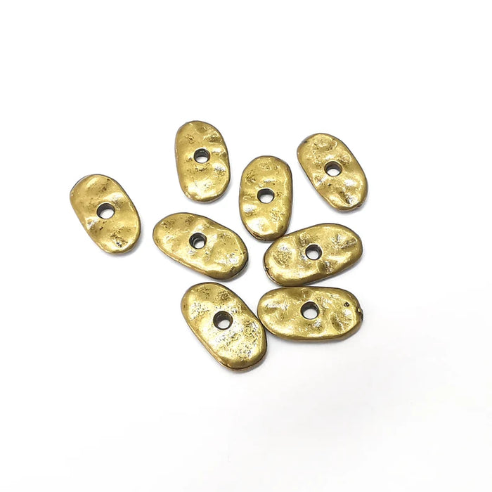10 Organic Textured Connector, Oval Jewelry Parts, Bronze Bracelet Component, Antique Bronze Plated Metal Findings (16x9mm) G36054