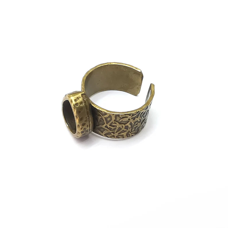 Bronze Ring Setting, Cabochon Blank, Resin Bezel, Drop Ring Mounting, Epoxy Frame Base, Adjustable Antique Bronze Plated 10x8mm G36055