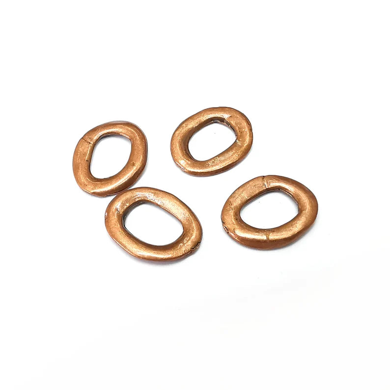 10 Copper Oval Hoop, Bracelet Beads, Circle Findings, Large Hole Beads, Necklace Parts, Antique Copper Plated Metal 17x13mm G36066