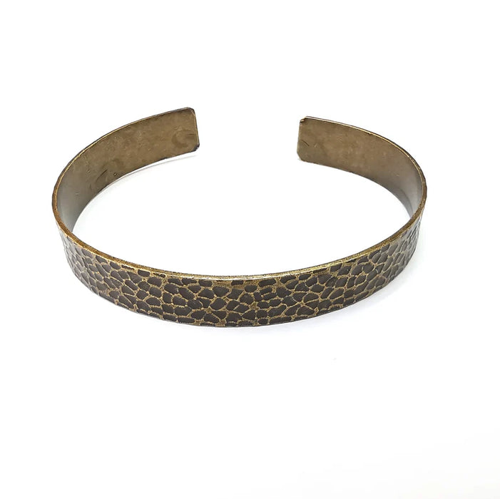 Hammered Bracelet Cuff Blank Base Antique Bronze Plated Brass Adjustable Bracelet (10mm) G36061