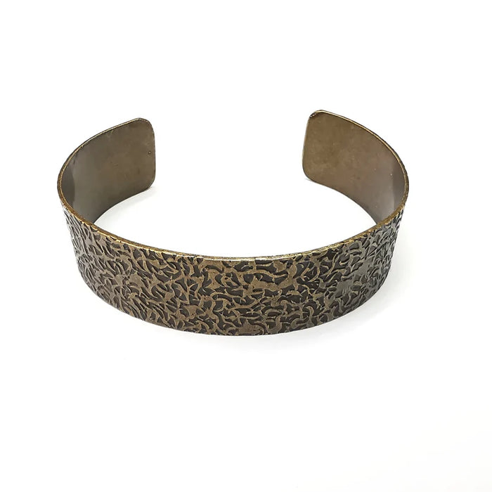 Branch Texture Bracelet, Cuff Blank Base, Antique Bronze Plated Brass Adjustable Bracelet (20mm) G36069
