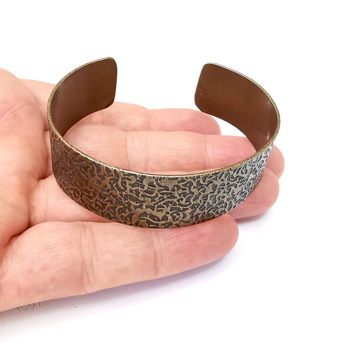Branch Texture Bracelet, Cuff Blank Base, Antique Bronze Plated Brass Adjustable Bracelet (20mm) G36069