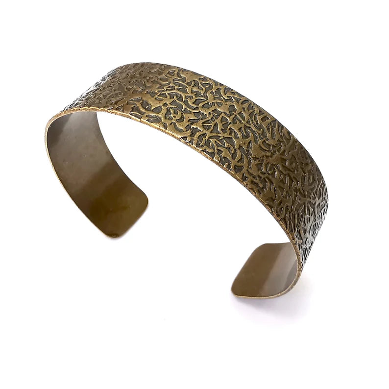 Branch Texture Bracelet, Cuff Blank Base, Antique Bronze Plated Brass Adjustable Bracelet (20mm) G36069