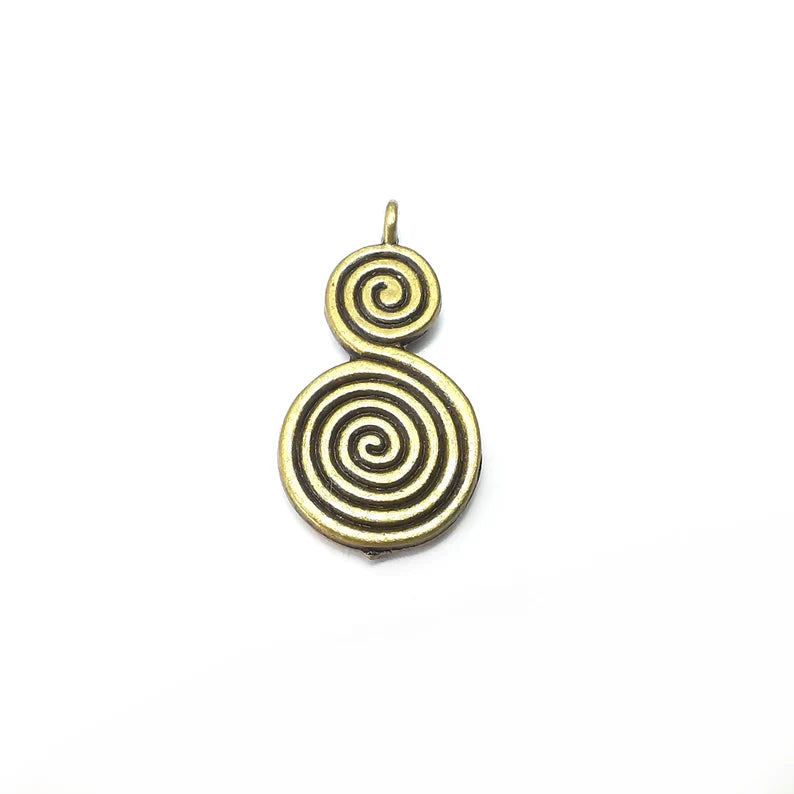 2 Swirl Charms, Boho Charms, Dangle Charm, DIY Charms, Earring Charm, Necklace Parts, Antique Bronze Plated 28x14mm G36076