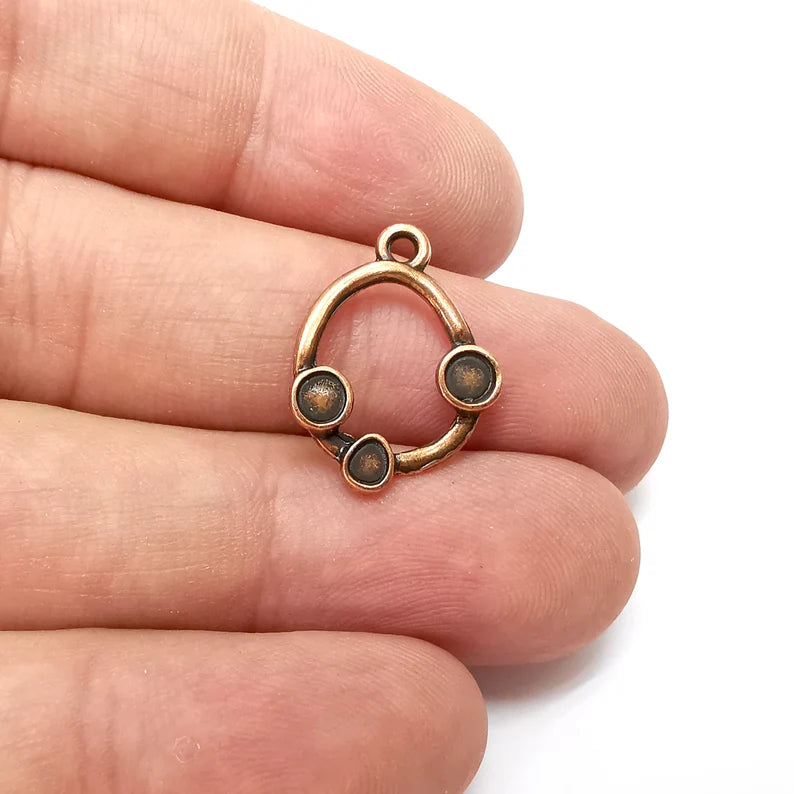 5 Copper Charms, Boho Charms, Dangle Charms, Earring Charms, Rustic Charms, Necklace Parts, Antique Copper Plated 22x16mm G36135