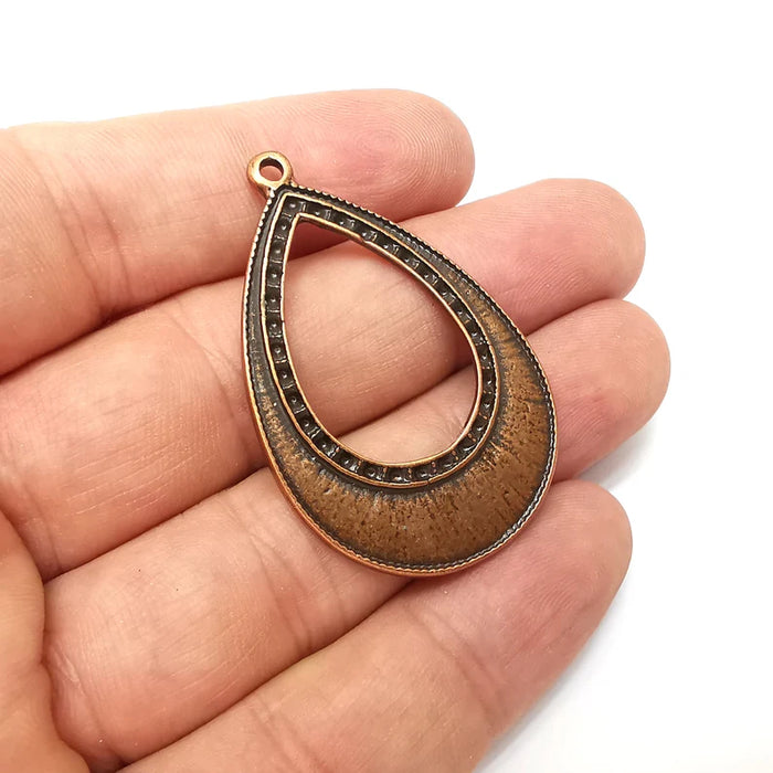 Drop Charms, Middle Hole Boho Charms, Dangle Charm, DIY Charms, Earring Charm, Teardrop Necklace Parts, Antique Copper Plated 48x32mm G36136