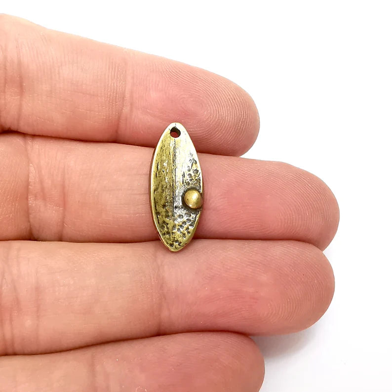 5 Leaf Charms, Dew Grain Charms, Earring Charms, Bronze Pendant, Small Charms , Antique Bronze Plated Metal 22x9mm G36137