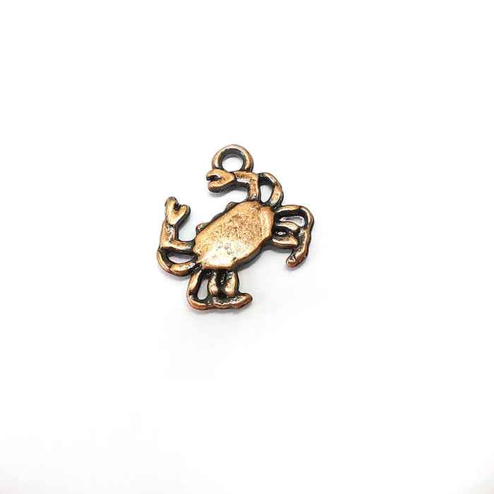 5 Crab Charms, Small Charms, Earring Charms, Copper Pendant, Necklace Pendant, Antique Copper Plated Metal 15x14mm G36143